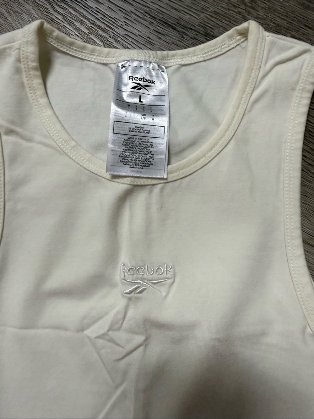 Reebok Women's Cream Tank Top with Embroidered Logo
